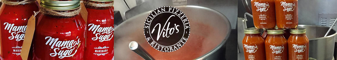 Eating Italian Pizza Sandwich Sicilian at Vito's Pizzeria restaurant in St. Louis, MO.